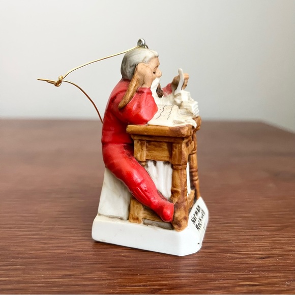 Vintage Norman Rockwell Collectible Santa Ornament w Christmas List 1981 - Picture 2 of 5